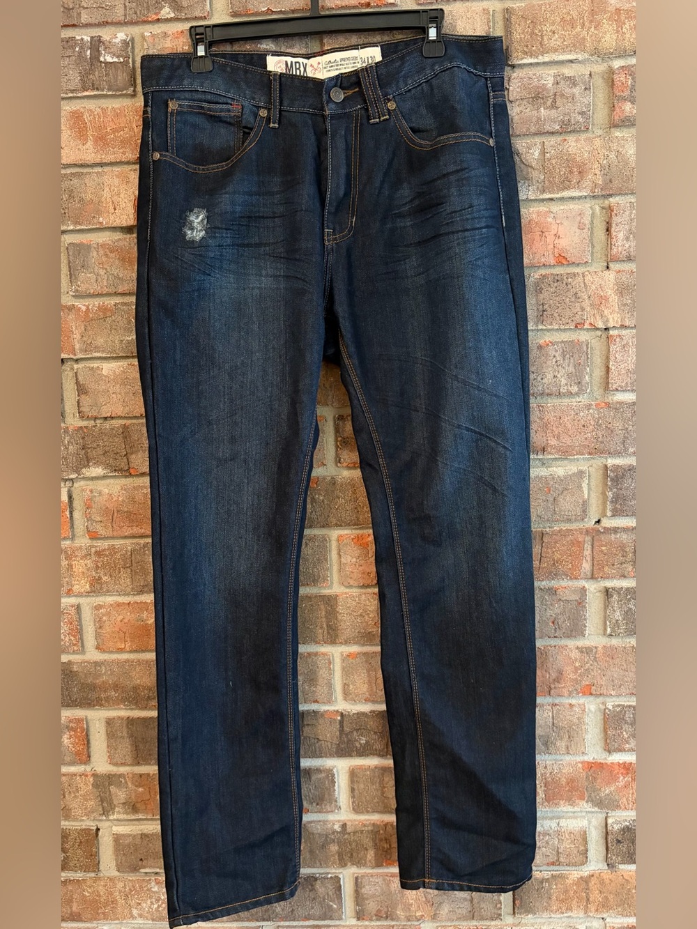 Men's Straight Dark Indigo Jeans with Subtle Distress